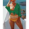 imageBsubseach Women Long Sleeve Beach Shirt Blouses Bathing Suit Cover Up Button Down CollarGblackish Green