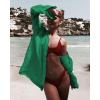 imageBsubseach Women Long Sleeve Beach Shirt Blouses Bathing Suit Cover Up Button Down CollarGblackish Green