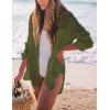 imageBsubseach Women Long Sleeve Beach Shirt Blouses Bathing Suit Cover Up Button Down CollarGdark Green