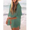 imageBsubseach Women Long Sleeve Beach Shirt Blouses Bathing Suit Cover Up Button Down CollarGgreen