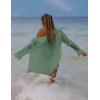imageBsubseach Women Long Sleeve Beach Shirt Blouses Bathing Suit Cover Up Button Down CollarGgreen