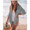 imageBsubseach Women Long Sleeve Beach Shirt Blouses Bathing Suit Cover Up Button Down CollarGlight Grey