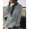 imageBsubseach Women Long Sleeve Beach Shirt Blouses Bathing Suit Cover Up Button Down CollarGlight Grey