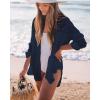 imageBsubseach Women Long Sleeve Beach Shirt Blouses Bathing Suit Cover Up Button Down CollarGnavy Blue