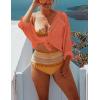 imageBsubseach Women Long Sleeve Beach Shirt Blouses Bathing Suit Cover Up Button Down CollarGorange