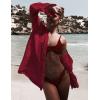 imageBsubseach Women Long Sleeve Beach Shirt Blouses Bathing Suit Cover Up Button Down CollarGred