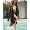 imageBsubseach Women Sparkly Kimono Swimsuit Cover Up Open Front Sheer Loose Long Cardigan Beach Cover UpsBlack