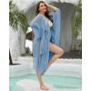 imageBsubseach Women Sparkly Kimono Swimsuit Cover Up Open Front Sheer Loose Long Cardigan Beach Cover UpsBlue
