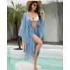 imageBsubseach Women Sparkly Kimono Swimsuit Cover Up Open Front Sheer Loose Long Cardigan Beach Cover UpsBlue