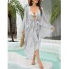 imageBsubseach Women Sparkly Kimono Swimsuit Cover Up Open Front Sheer Loose Long Cardigan Beach Cover UpsSilver White