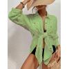 imageBsubseach Women Swimsuit Coverup Blouse Button Down Shirt Dresses Swiss Dot TopsJavocado Green