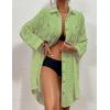 imageBsubseach Women Swimsuit Coverup Blouse Button Down Shirt Dresses Swiss Dot TopsJavocado Green