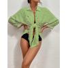 imageBsubseach Women Swimsuit Coverup Blouse Button Down Shirt Dresses Swiss Dot TopsJavocado Green