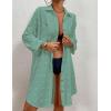 imageBsubseach Women Swimsuit Coverup Blouse Button Down Shirt Dresses Swiss Dot TopsJblue Green
