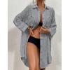 imageBsubseach Women Swimsuit Coverup Blouse Button Down Shirt Dresses Swiss Dot TopsJlight Gray