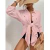 imageBsubseach Women Swimsuit Coverup Blouse Button Down Shirt Dresses Swiss Dot TopsJlight Pink