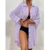 imageBsubseach Women Swimsuit Coverup Blouse Button Down Shirt Dresses Swiss Dot TopsJlight Purple