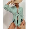imageBsubseach Women Swimsuit Coverup Blouse Button Down Shirt Dresses Swiss Dot TopsJmint Green