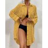 imageBsubseach Women Swimsuit Coverup Blouse Button Down Shirt Dresses Swiss Dot TopsJyellow