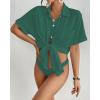 imageBsubseach Women Swimsuit Coverup Shirt Dress Button Down Bathing Suit Cover Up BeachwearDark Green