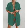 imageBsubseach Women Swimsuit Coverup Shirt Dress Button Down Bathing Suit Cover Up BeachwearDark Green