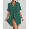 imageBsubseach Women Swimsuit Coverup Shirt Dress Button Down Bathing Suit Cover Up BeachwearDark Green