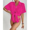 imageBsubseach Women Swimsuit Coverup Shirt Dress Button Down Bathing Suit Cover Up BeachwearHot Pink