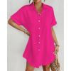 imageBsubseach Women Swimsuit Coverup Shirt Dress Button Down Bathing Suit Cover Up BeachwearHot Pink