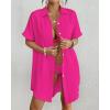 imageBsubseach Women Swimsuit Coverup Shirt Dress Button Down Bathing Suit Cover Up BeachwearHot Pink