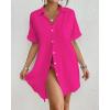 imageBsubseach Women Swimsuit Coverup Shirt Dress Button Down Bathing Suit Cover Up BeachwearHot Pink