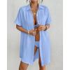 imageBsubseach Women Swimsuit Coverup Shirt Dress Button Down Bathing Suit Cover Up BeachwearLight Blue