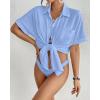 imageBsubseach Women Swimsuit Coverup Shirt Dress Button Down Bathing Suit Cover Up BeachwearLight Blue