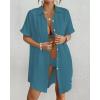 imageBsubseach Women Swimsuit Coverup Shirt Dress Button Down Bathing Suit Cover Up BeachwearPeacock Blue