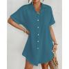 imageBsubseach Women Swimsuit Coverup Shirt Dress Button Down Bathing Suit Cover Up BeachwearPeacock Blue