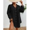 imageBsubseach Women Swimsuit Coverups Long Sleeve Button Down Beach Cover Up Dress Shirt TopBlack
