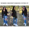 imageBsubseach Women Tie Front Crochet Cardigan Lightweight Summer Knit Cardigans Long Sleeve Beach Cover UpBlack