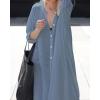 imageBsubseach Womens Kimono Swimsuit Coverup Beach Dress Lightweight Long Sleeve Bikini Cardigan Button Front Side Slit Cover UpBlue