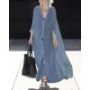 imageBsubseach Womens Kimono Swimsuit Coverup Beach Dress Lightweight Long Sleeve Bikini Cardigan Button Front Side Slit Cover UpBlue