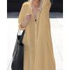 imageBsubseach Womens Kimono Swimsuit Coverup Beach Dress Lightweight Long Sleeve Bikini Cardigan Button Front Side Slit Cover UpKhaki