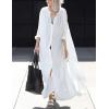 imageBsubseach Womens Kimono Swimsuit Coverup Beach Dress Lightweight Long Sleeve Bikini Cardigan Button Front Side Slit Cover UpWhite