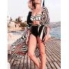 imageBsubseach Womens Kimono Swimsuit Coverup Beach Dress Lightweight Long Sleeve Bikini Cardigan Button Front Side Slit Cover UpZebra Print