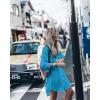imageBsubseach Womens Long Sleeve Linen Swimsuit Cover Up Button Down Beach Cover Ups Summer Swim Shirt DressesBright Blue