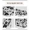 imageBsubseach Womens Maxi Skirts 2025 Summer Boho Elastic High Waist Floral Print Pleated Ruffle Flowy Long Skirt with PocketsPrint Black