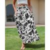 imageBsubseach Womens Maxi Skirts 2025 Summer Boho Elastic High Waist Floral Print Pleated Ruffle Flowy Long Skirt with PocketsPrint Black