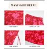 imageBsubseach Womens Maxi Skirts 2025 Summer Boho Elastic High Waist Floral Print Pleated Ruffle Flowy Long Skirt with PocketsPrint Red