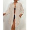 imageBsubseach Womens Modern Swimsuit Cover Up Blouse Button Down Shirt Dresses TopsApricot