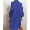 imageBsubseach Womens Modern Swimsuit Cover Up Blouse Button Down Shirt Dresses TopsDark Blue