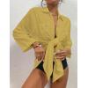 imageBsubseach Womens Modern Swimsuit Cover Up Blouse Button Down Shirt Dresses TopsGinger