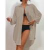 imageBsubseach Womens Modern Swimsuit Cover Up Blouse Button Down Shirt Dresses TopsKhaki