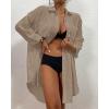 imageBsubseach Womens Modern Swimsuit Cover Up Blouse Button Down Shirt Dresses TopsLight Coffee